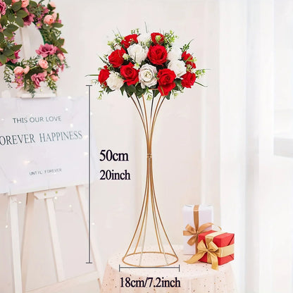 Gold Metal Trumpet Flower Stand Vases - Vase