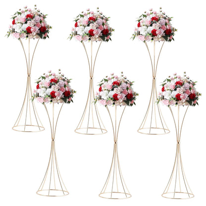 Gold Metal Trumpet Flower Stand Vases - 6Pcs - Vase