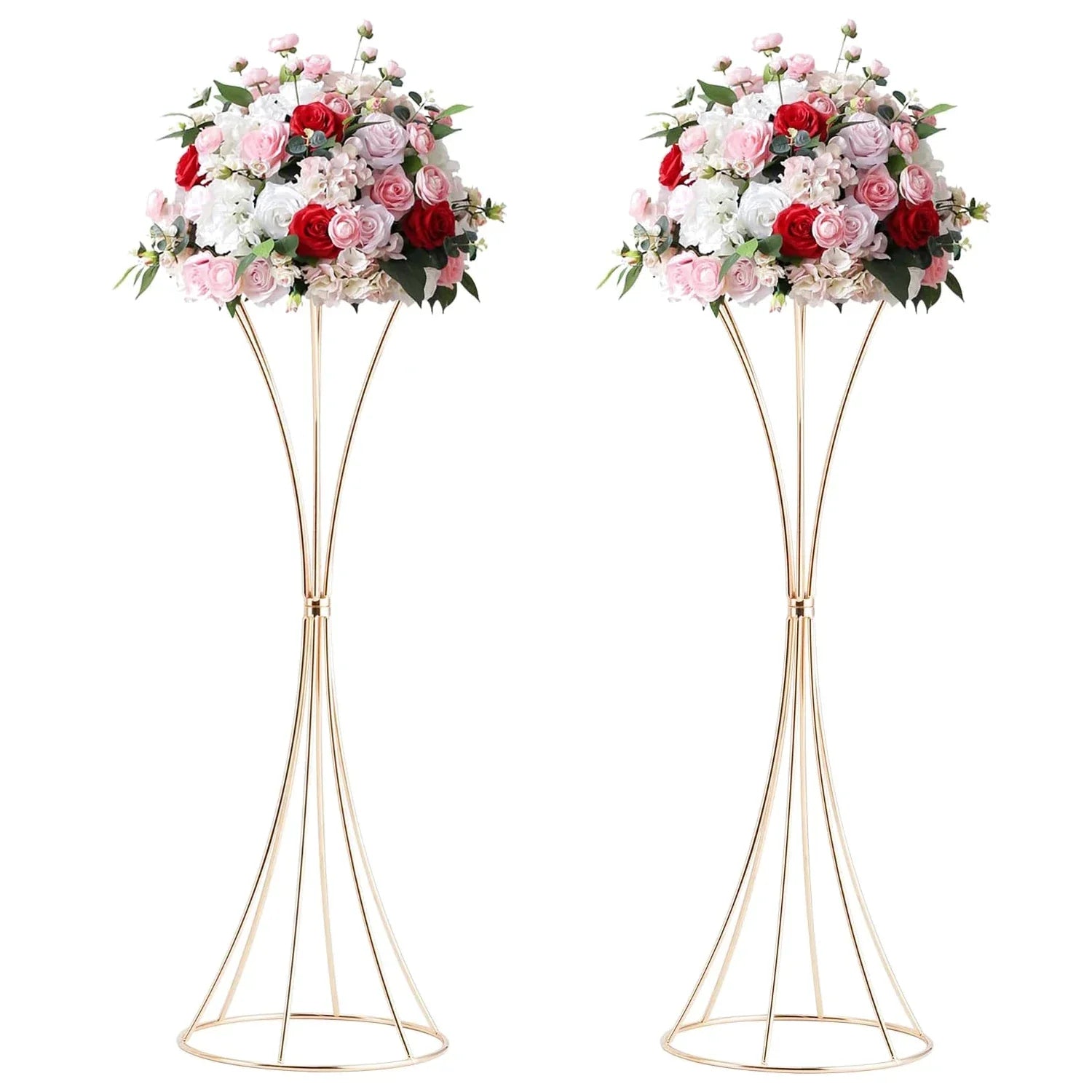 Gold Metal Trumpet Flower Stand Vases - 2Pcs - Vase
