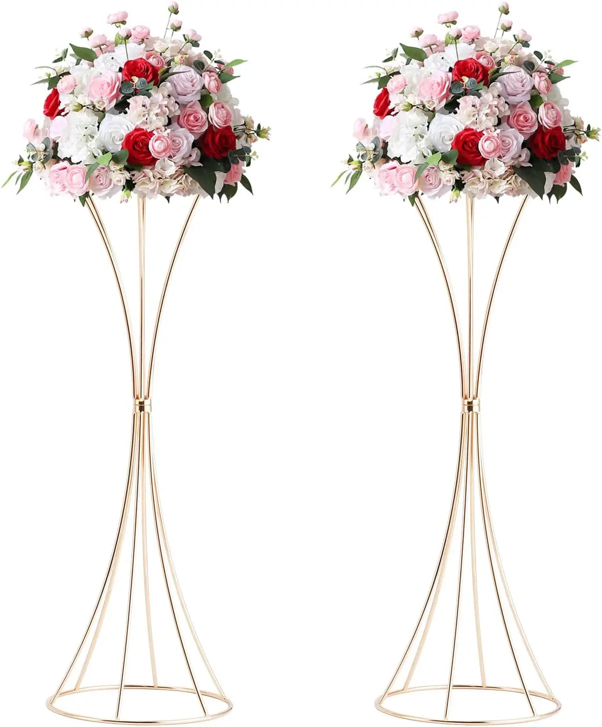 Gold Metal Trumpet Flower Stand Vases - Vase