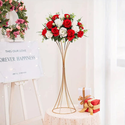 Gold Metal Trumpet Flower Stand Vases - Vase