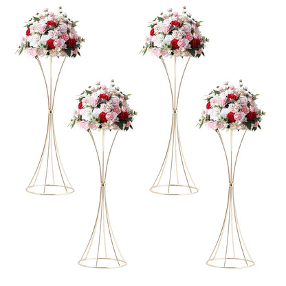Gold Metal Trumpet Flower Stand Vases - 4Pcs - Vase