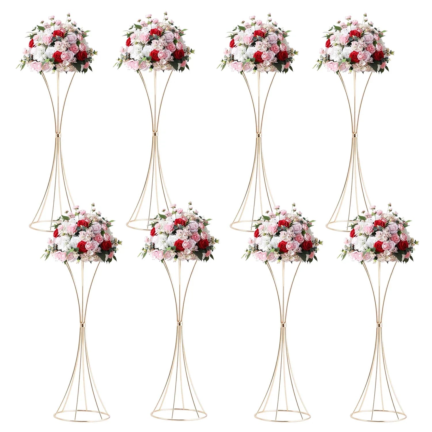 Gold Metal Trumpet Flower Stand Vases - 8Pcs - Vase