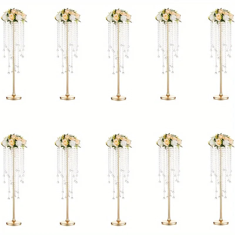 Gold Metal Vases Set Elegant 29.6’’ Height - Golden-10pcs / United States - Vase