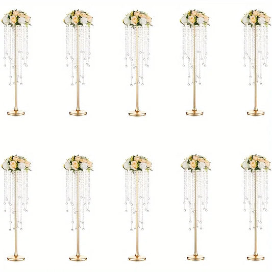 Gold Metal Vases Set Elegant 29.6’’ Height - Golden-10pcs / United States - Vase