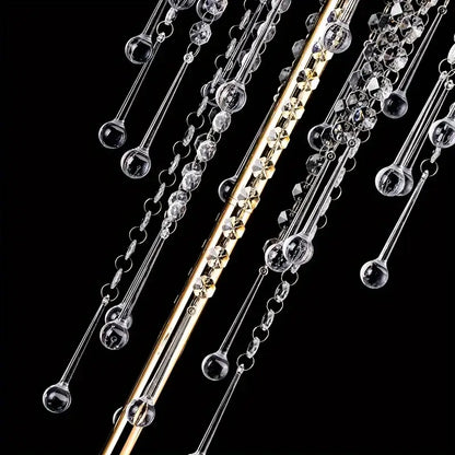 Elegant decorbites gold metal vases set 29.6 inch height with crystal chandelier strands and clear faceted beads