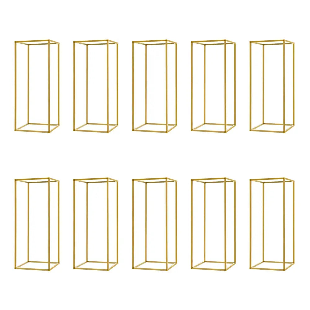 DecorBites gold metal rectangular flower stand set for wedding flower display with durable metal construction