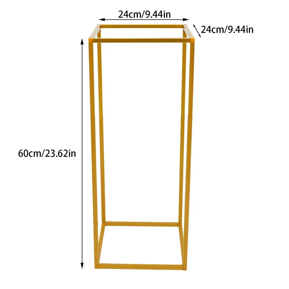 DecorBites™ gold metal rectangular flower stand 24cm by 24cm by 60cm ideal for wedding flower display