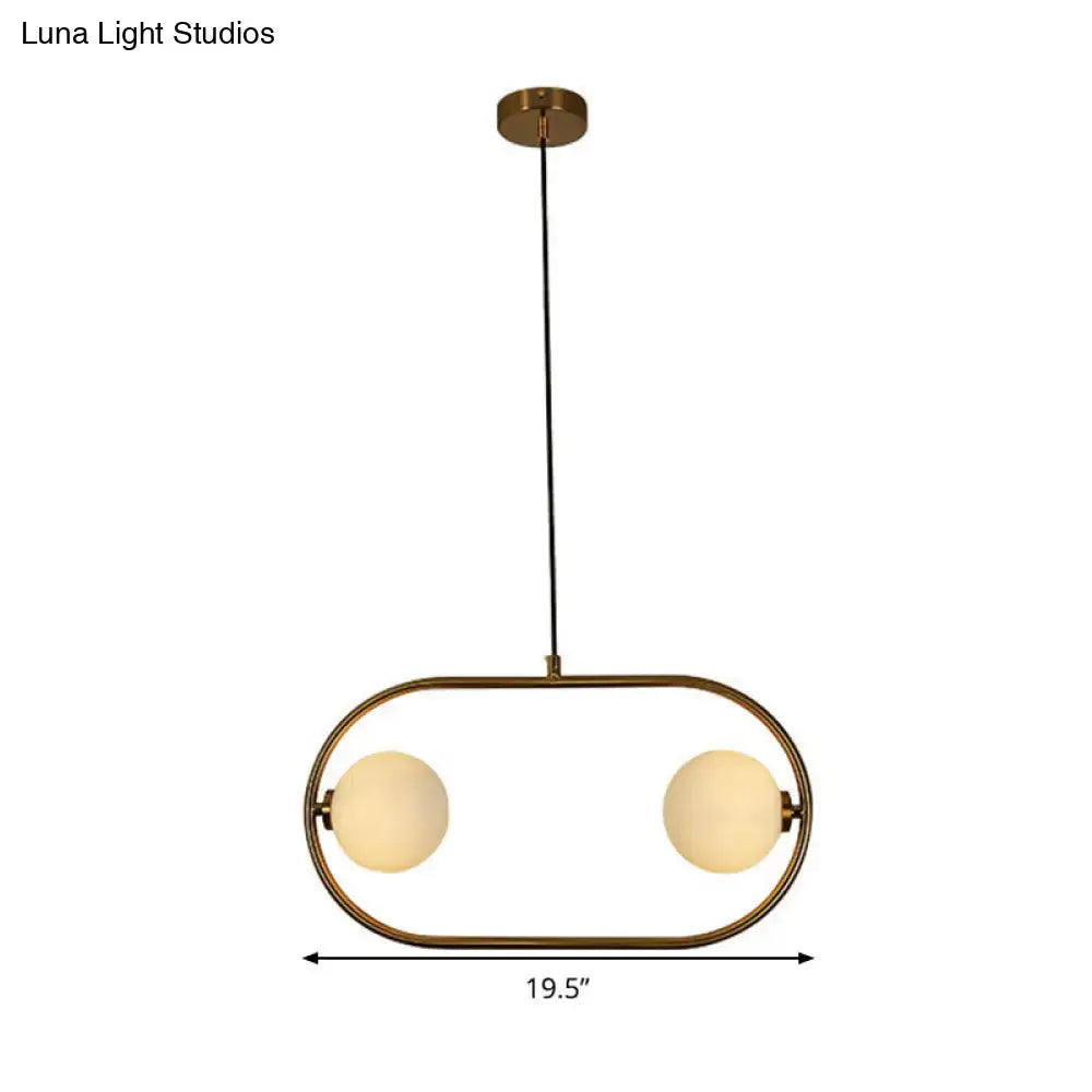 Decorbites gold modern globe hanging chandelier with brass frame and frosted glass bulbs for bedroom lighting