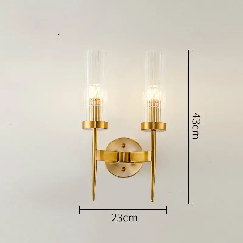 Gold toned decorbites gold plated nordic living room chandelier with double arms and clear glass candle style shades