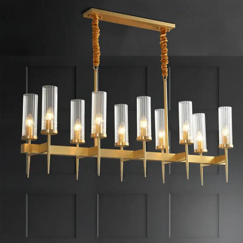 Decorbites gold plated nordic living room chandelier with gold toned finish clear glass shades and twisted rope suspension cords