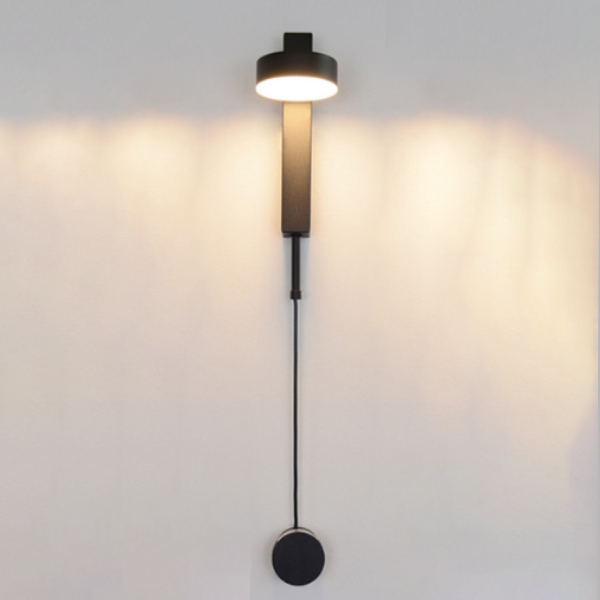 Gold Wall Lamp with Dimmer Switch - Black / Single Sconce
