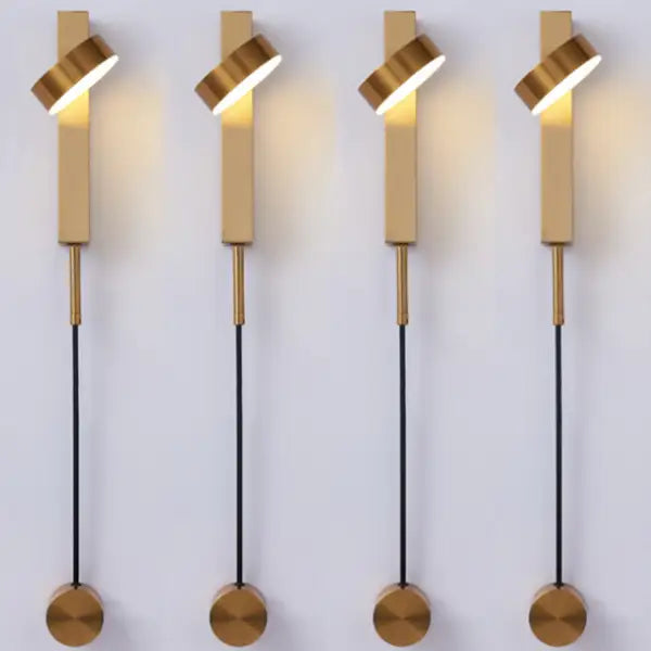 Modern gold-toned wall lamps by DecorBites with sleek minimalist design and dimmer switch for adjustable lighting
