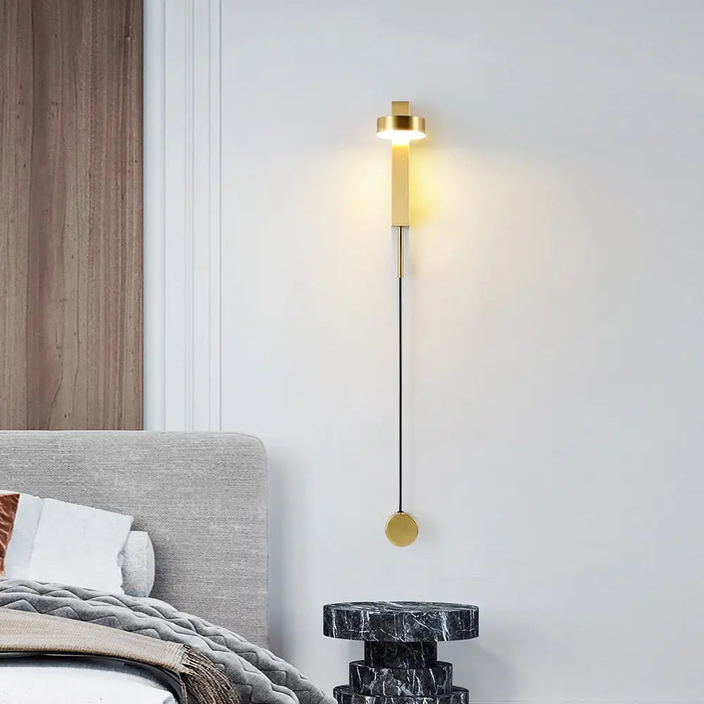 DecorBites gold wall lamp with dimmer switch features a gold-toned minimalist design and spherical pendant