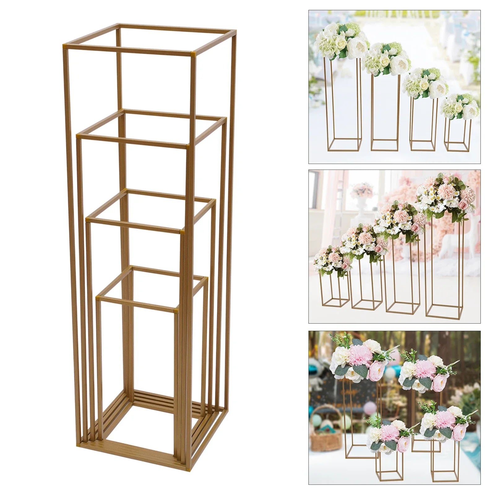 Gold Wedding Flower Vase Stand Set - Vase