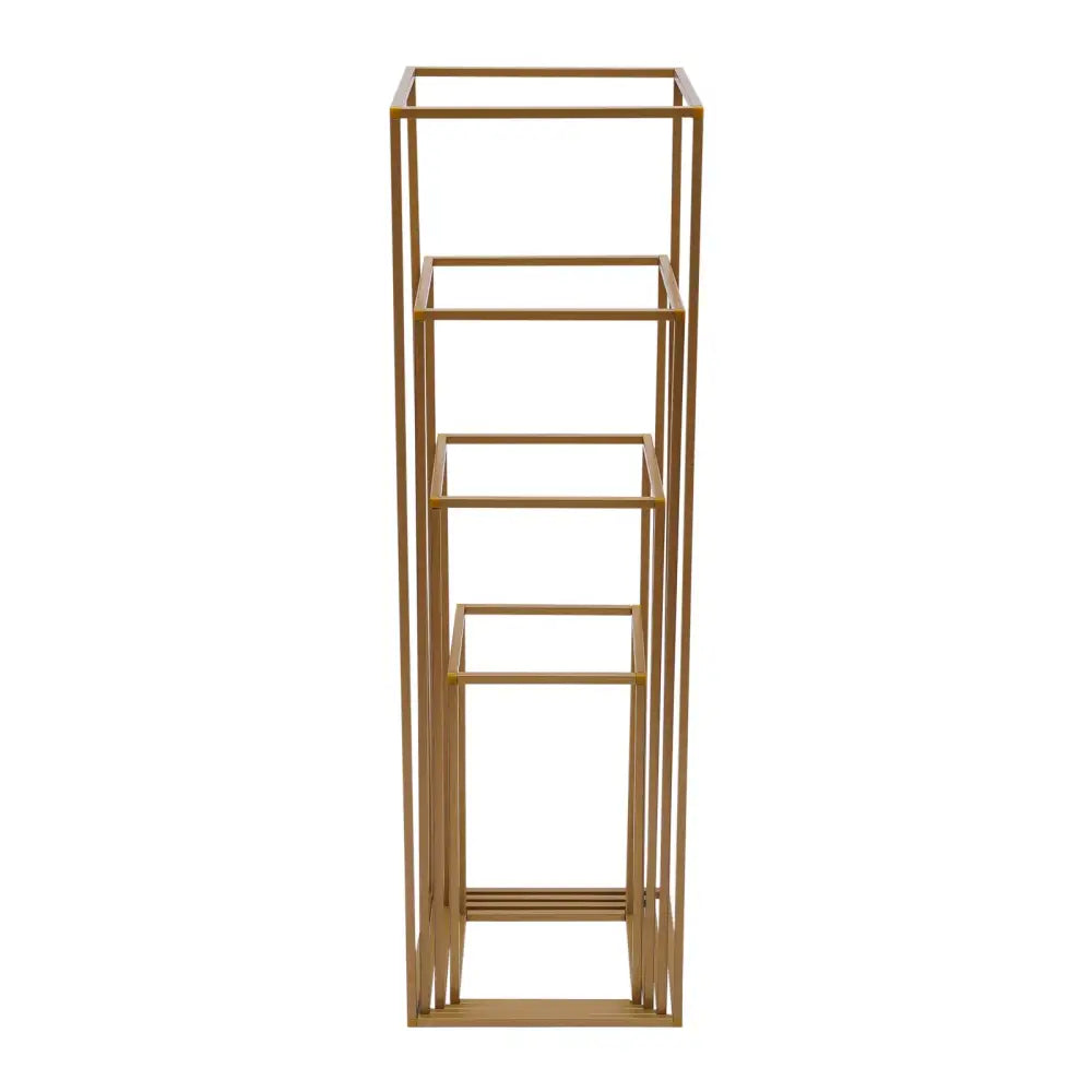 Gold-toned metal tiered flower vase stand with modern minimalist design for gold wedding DecorBites™ set