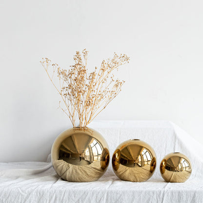 Golden Ball Ceramic Vase Home Decor - Vase