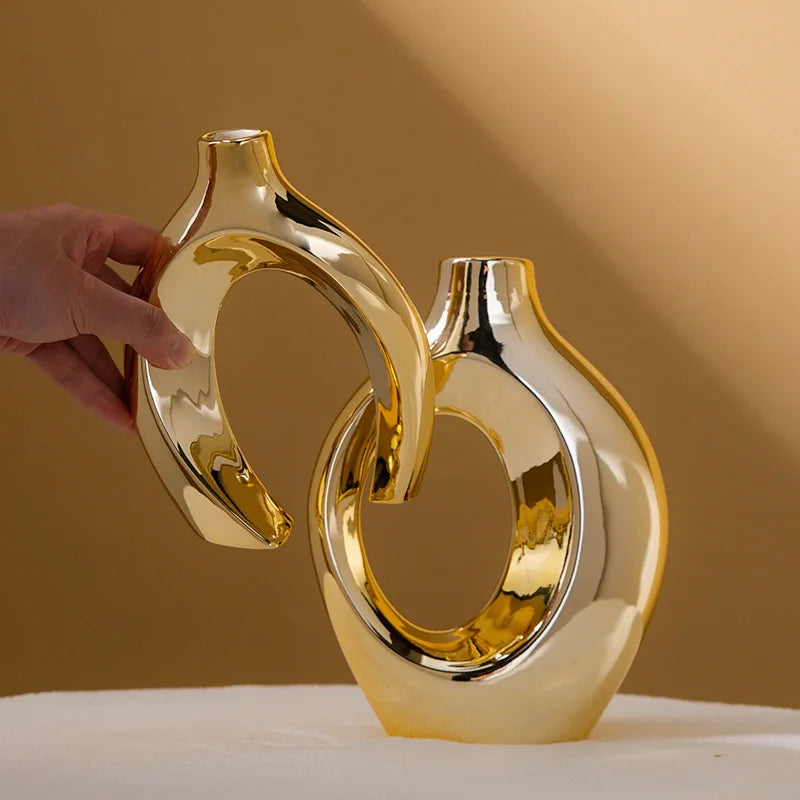 Golden Flower Vase - Home Decor Accessory - golden - Vase