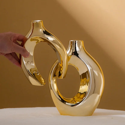 Golden Flower Vase - Home Decor Accessory - golden - Vase