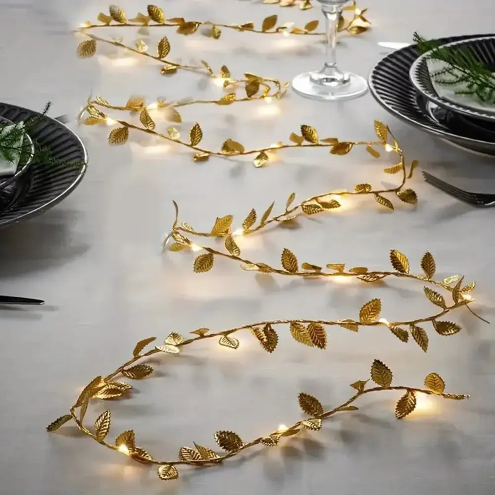 Decorbites™ golden silver fairy lights with tiny leaves feature warm white leds ideal for event decoration