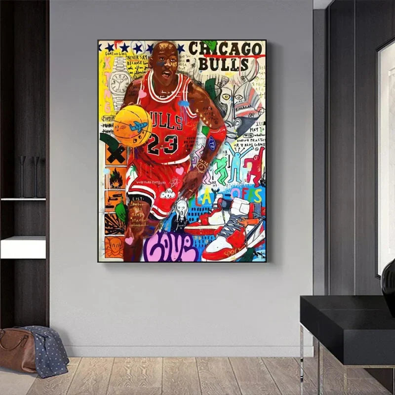 Graffiti Basketball Celebrities Wall Art Print - Posters