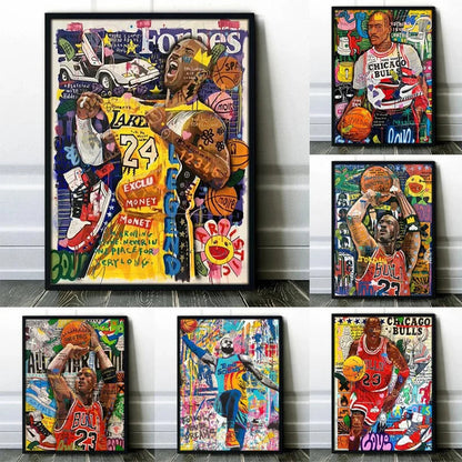 Graffiti Basketball Celebrities Wall Art Print - Posters