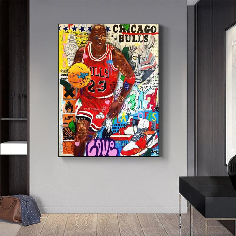 Graffiti Basketball Celebrities Wall Art Print - Posters