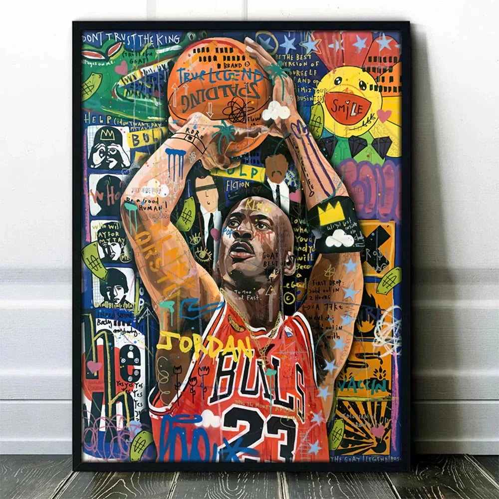 Graffiti Basketball Celebrities Wall Art Print - 3 / 50x75cm No Framed - Posters