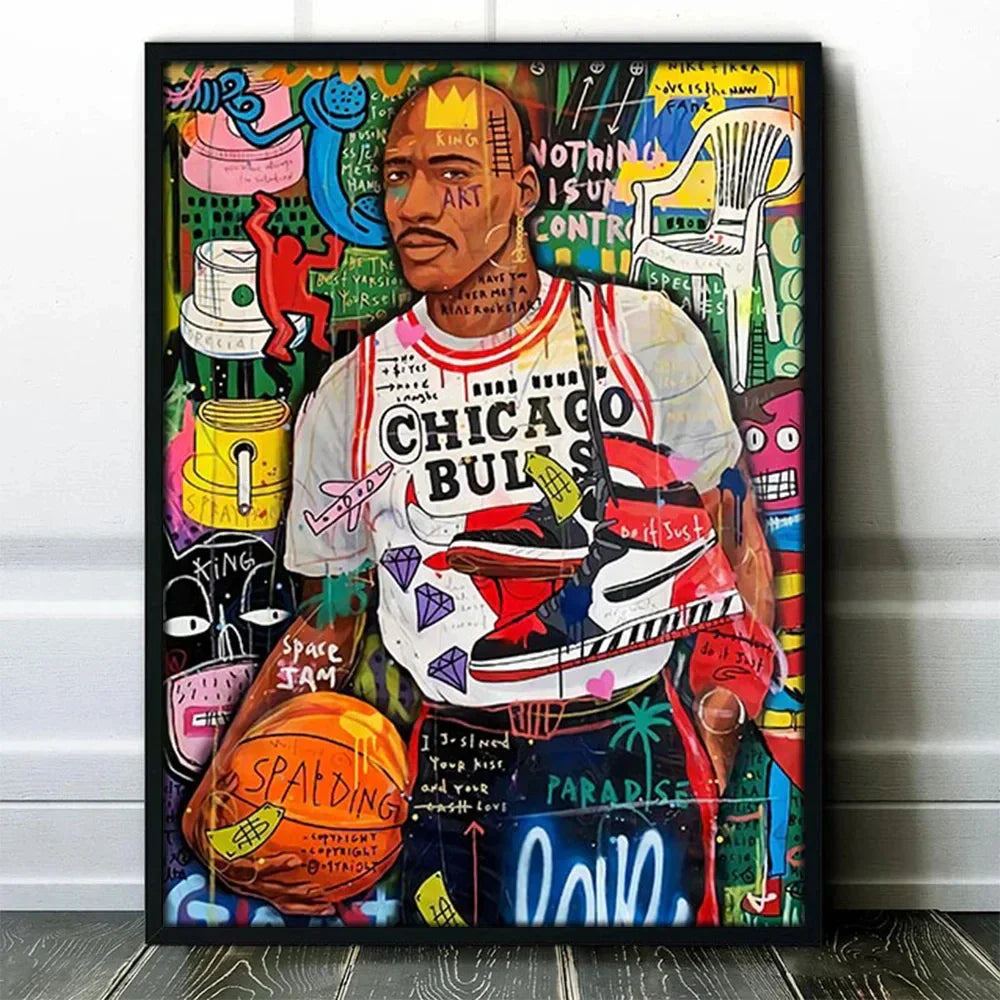 Graffiti Basketball Celebrities Wall Art Print - 4 / 50x75cm No Framed - Posters