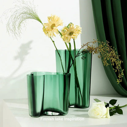 Green Glass Vase for Modern Decor - Vase