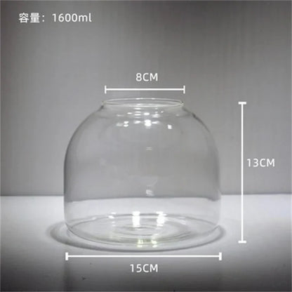 Green Moss Glass Vase Terrarium Container - 15X13cm no Cork - Vase