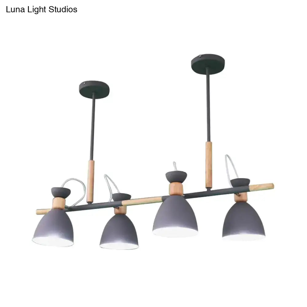 Modern grey white green decorbites™ bell island 4-light iron pendant lamp with wood accents 220v-240v 110v-120v