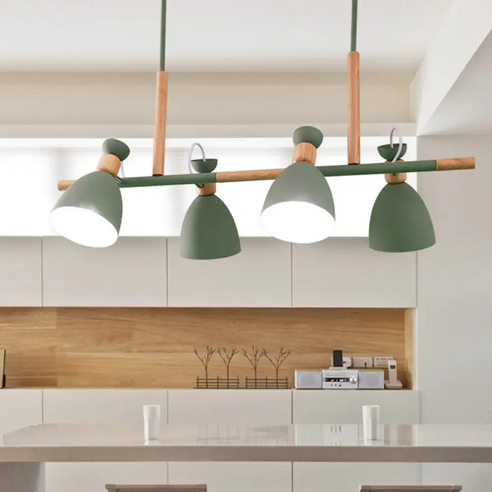 Modern grey white green bell island lamp with rotatable design and wooden accents 220v-240v 110v-120v pendant light