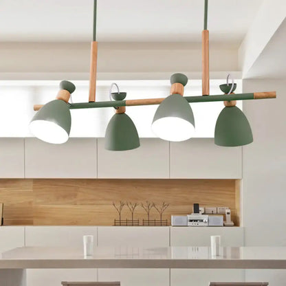 Modern grey white green bell island lamp with rotatable design and wooden accents 220v-240v 110v-120v pendant light