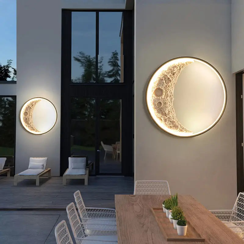 DecorBites™ half moon modern led wall lamp with textured surface and warm glow ideal as a decorative wall lamp