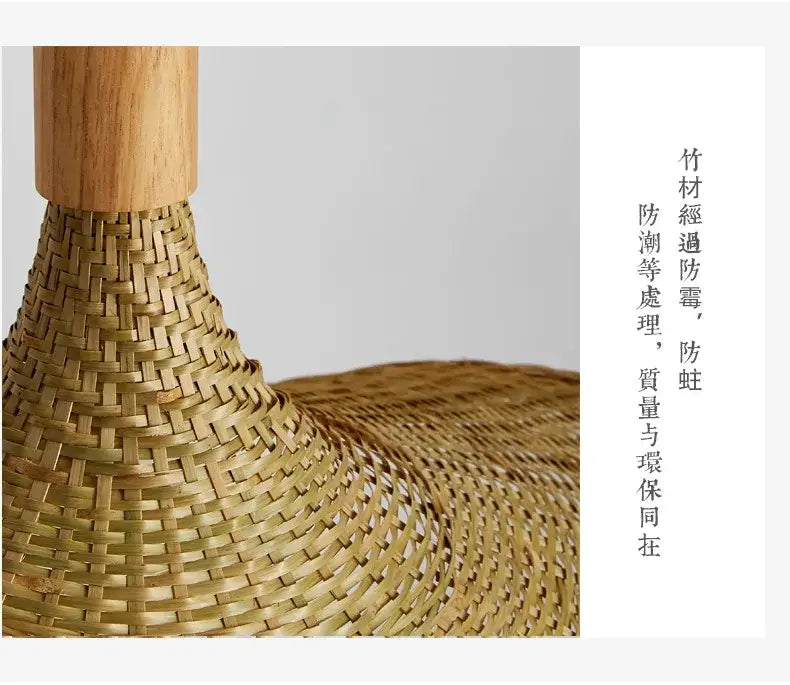 DecorBites hand-knit bamboo pendant ceiling light with handwoven lampshade and natural wood base for ceiling light use