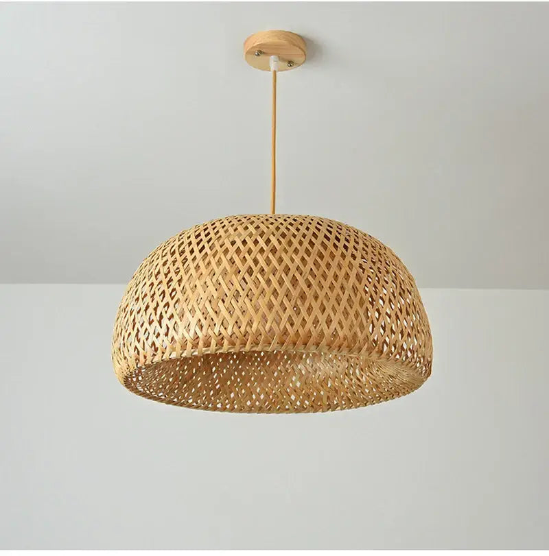 Decorbites™ hand-knit bamboo pendant ceiling light with natural woven lattice dome design for ceiling light decor
