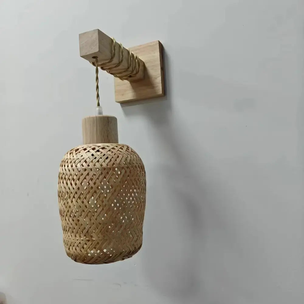 Natural woven bamboo pendant ceiling light with light wood mounting bracket by decorbites for elegant ceiling light use