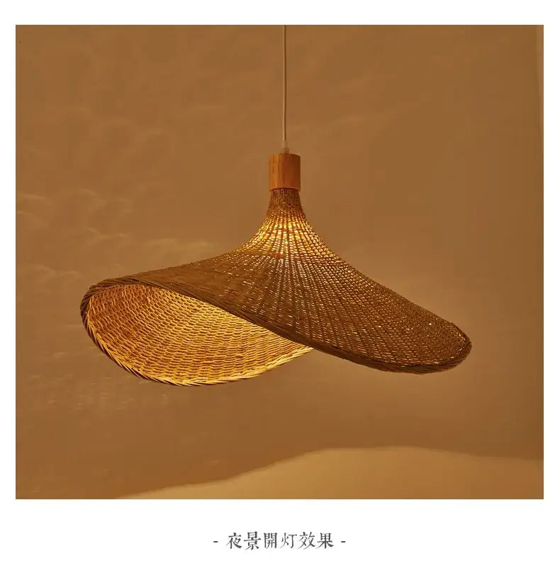 DecorBites™ warm-toned woven rattan pendant ceiling light with natural wood fixture for elegant ceiling lighting