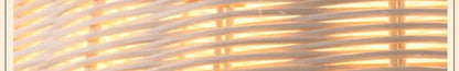 White woven wicker basket with textured interlaced pattern for decorbites™ hand-knit bamboo pendant ceiling light