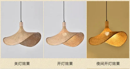 Decorbites hand-knit bamboo pendant ceiling light with warm natural finish and elegant curved design ceiling light