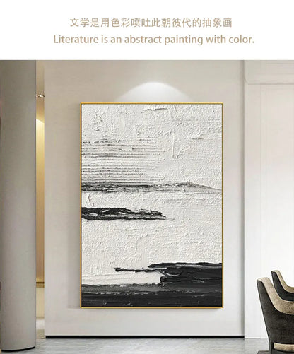 Hand-Painted Black & White Abstract Wall Painting - Posters