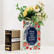 DecorBites™ hand-painted flower ceramic vase in navy blue with floral and peacock design for elegant home decor