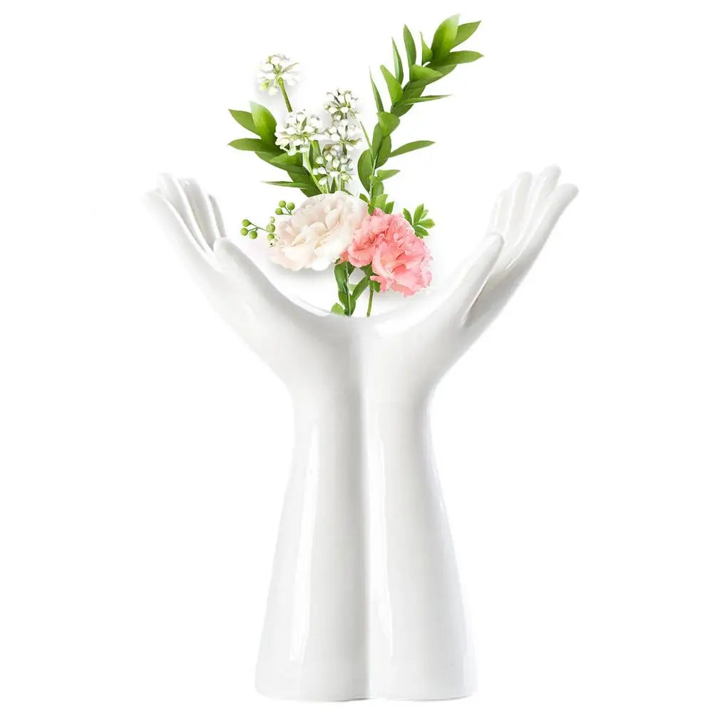 Hand Shaped Porcelain Flower Vase Home Decor - Vase
