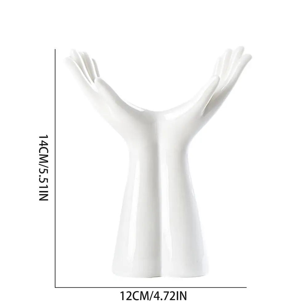 Hand Shaped Porcelain Flower Vase Home Decor - 14x12CM / United States - Vase