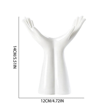 Hand Shaped Porcelain Flower Vase Home Decor - 14x12CM / United States - Vase