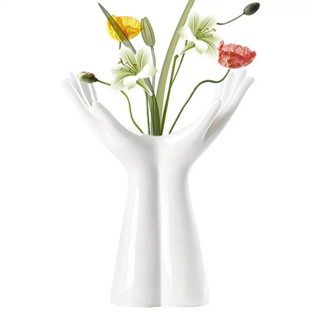 Hand Shaped Porcelain Flower Vase Home Decor - Vase