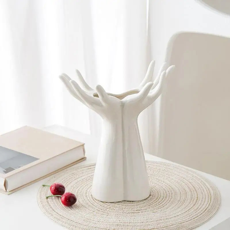Hand Shaped Porcelain Flower Vase Home Decor - Vase