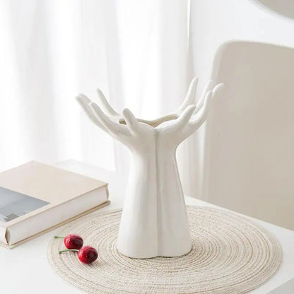 Hand Shaped Porcelain Flower Vase Home Decor - Vase