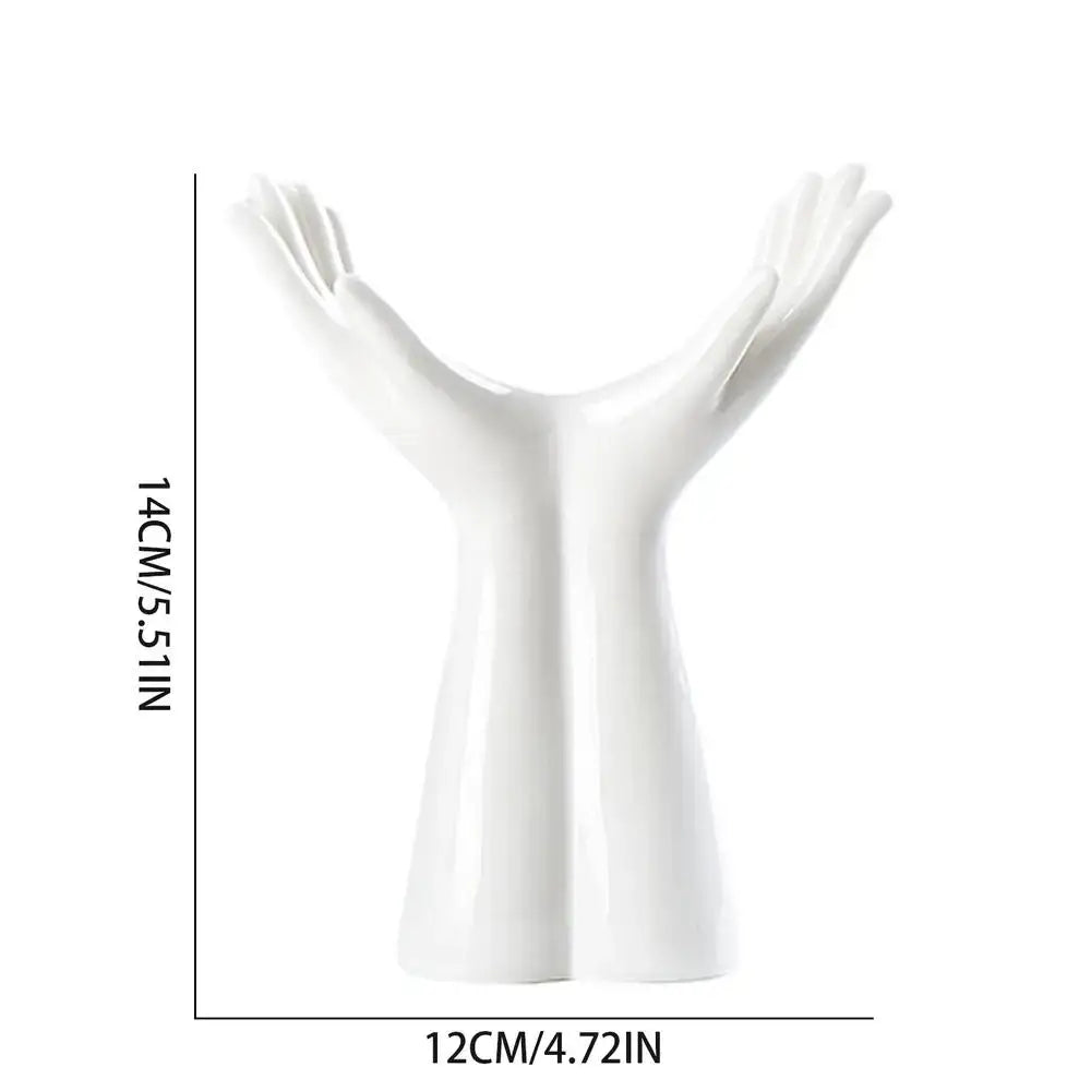 Hand Shaped Porcelain Flower Vase Home Decor - 14x12CM / United States - Vase